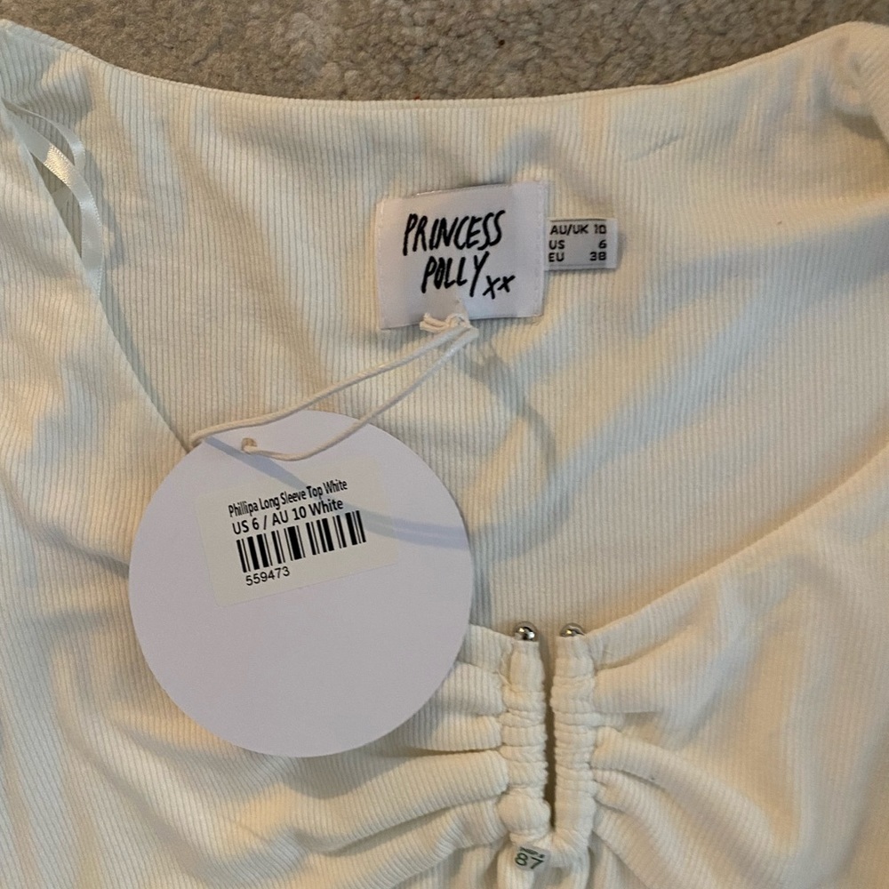 Princess Polly Phillipa Long Sleeve Ribbed Top NWT - Picture 5 of 5